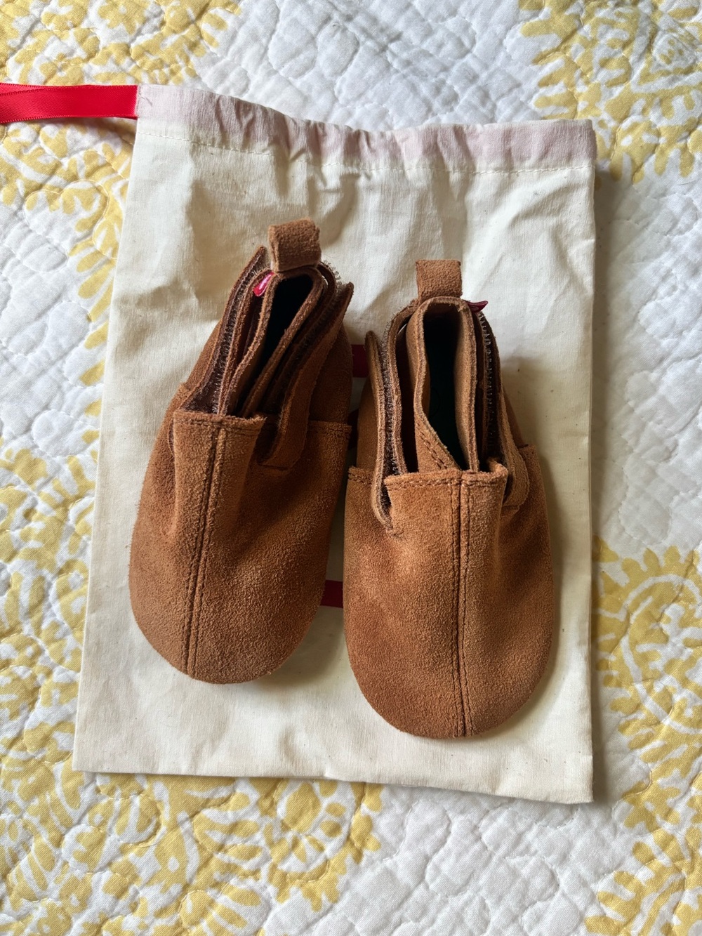 Zutano tan suede moccasin baby shoes